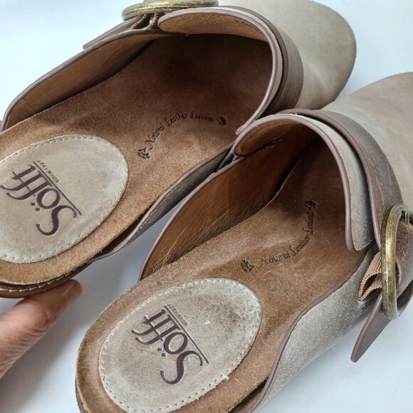 SOFFT Clog Mule Billie Slip On Slide Cashmere Suede Brown Leather Womens 9.5 - Picture 13 of 16